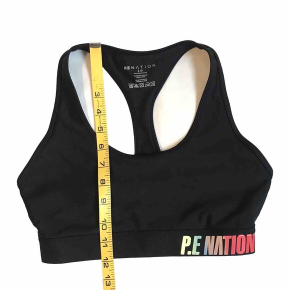 P.E Nation Womens Black Emerging Sports Bra Racerback S Small Logo Unpadded EUC - Picture 7 of 9